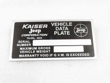 Targa per KAISER JEEP VER 2