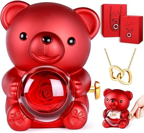 Orsetto rosso con rose - 💖rosso,