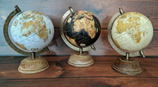 MAPPAMONDO DECORATIVO da TAVOLO H 22 BASE LEGNO 3 VERSIONI SFERA ø 13 VINTAGE