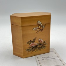 Scatola porta thè tè vintage Cinese in Legno di Bambu Orientale Farfalla Dipinta