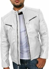 Uomo Nuovo Bianco Giacca pelle