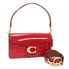 Coach Tabby 26 CM554 Borsa a mano monospalla in pelle verniciata 2 vie rosso oro donna