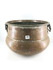 Grande Paiolo in rame da cucina con manici in ferro per cucinare pietanze e serv