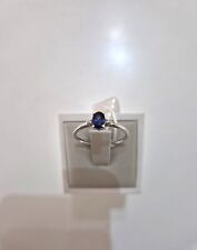 ANELLO SOLITARIO Con ZAFFIRO Blu E Diamanti PG GIOIELLI Oro Bianco 18 Karati 750