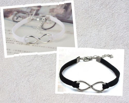 Bracciale infinito nero - bracciale, nero/bianco