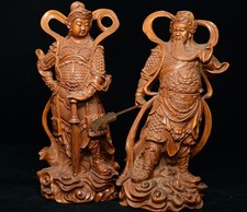 Statuina in legno intagliato a mano Guan Gong Weituo statua scultura decorazione buddista