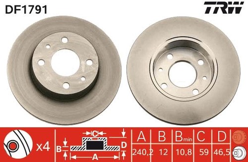 Disco freno trw df1791 - disco,