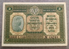 2 LIRE CASSA VENETA DEI PRESTITI 02/01/1918 SPL+