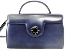 Borsa a tracolla Givenchy 2WAY in pelle navy con logo a cerchio vintage auten...