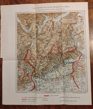 1929 mappa CARTA GENERALE DEL SISTEMAOROGRAFICO DEL GRAPPA WW1 1^ GUERRA MOND.