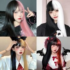 Parrucca bicolore capelli lunghi lisci Giappone Harajuku Lolita punk principessa gotica retrò