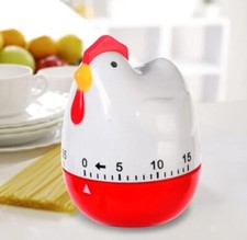Timer Da Cucina Meccanico A Forma Di Gallina Cromato Cottura Alimenti 