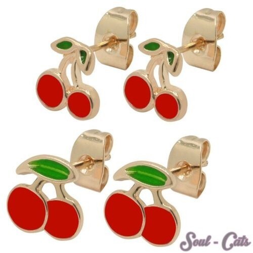 Paio orecchini ciliegie - 1,