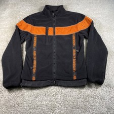 Giacca Harley Davidson uomo piccola pile nero arancione full zip tasche zip