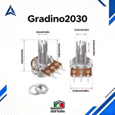 WH148 Potenziometro Rotativo 10K Lineare B10K 3 Pin con Dado Rondella Arduino