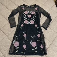 Vestito Tubino Cerimonia Party Dress Fior Primavera Estate Nero Tulle Pois Tg.36