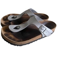 Birkenstock - EU/39 - Infradito in pelle vegana grigio e sughero marrone