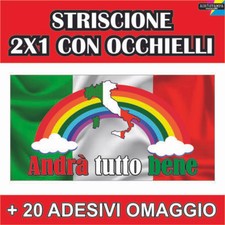 STRISCIONE Andrà tutto bene Italia BANNER PVC OCCHIELLI spedizione 24h balcone 