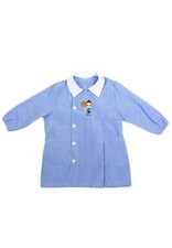 Grembiule Asilo Bambino Quadretti Scuola Materna Bimbo Celeste Colletto Bianco