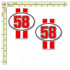 marco simoncelli strisce rosse 58 sticker adesivi auto moto casco corse 2 pz.