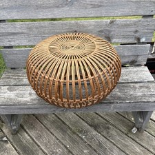 Tavolo vintage poggiapiedi ottomano canna rattan vimini bambù metà secolo moderno 🔥
