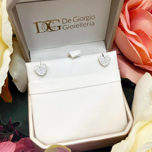 Orecchini cuore con zirconi - , in