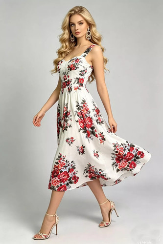 Vestito floreale bianco con - vestito,