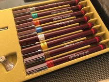 isografo vintage rOtring / 8 penne da disegno art. # 151903 / Scatola e documenti / GERMANIA NOS