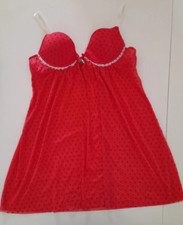 Sottoveste TEZENIS  Tg S ROSSA coppe preformate tessuto microrete pois rosso