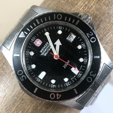 Orologio Wenger Swiss Military Uomo 79076 Data Tono Argento Quarzo Analogico 37mm 7"