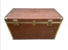 Baule Vintage In Legno Metallo Dorato Cassapanca Antica Anni 50