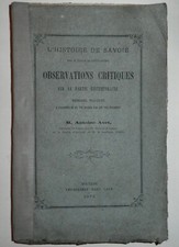 M. Antoine Avet, Observations critiques Histoire de Savoie par V. S.Genis, 1873