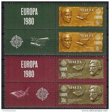 Malta 1980 Letteratura Scrittore Grammatica Libri Vangeli Poeta Europa Popolo 2v/lbs MNH