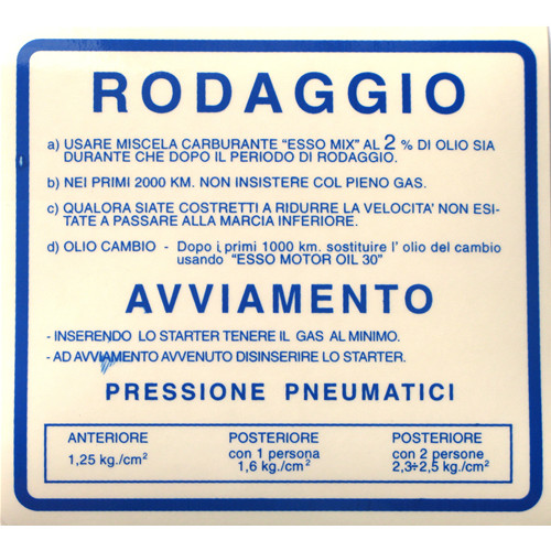 Adesivo norme rodaggio blu - norme,