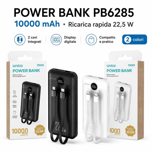 10000mah powerbank con - con, cavi
