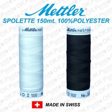 FILO PER CUCIRE METTLER SPOLETTA 150 mt. BIANCO NERO  POLYESTER ART 1161 N 100