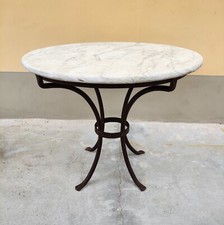 Tavolino Tondo Da Esterno Giardino In Ferro Piano In Marmo Ø 92 cm
