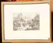 Incisione acquarellata Subiaco