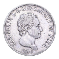 5 LIRE 1830 GENOVA CARLO FELICE REGNO DI SARDEGNA