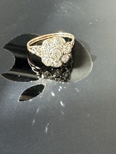 Margherita oro 9 Kt Con Diamanti Taglio Antico Bianco Extra 0,90 Punti Di Carato