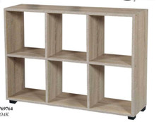 LIBRERIA SCAFFALE BASSA MODERNA 6 RIPIANI MENSOLE ROVERE SBIANCATO 90*24*h60 cm