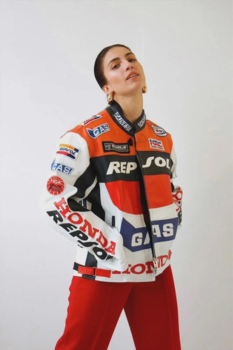 Giacca pelle per moto - in,