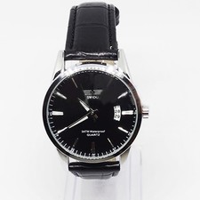 Uomo Swidu Aviatore Acciaio Inox Orologio Quarzo Cinturino Pelle datario