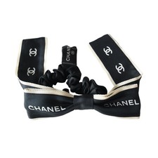 Chanel CC Silk Hair Tie Black