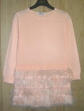 Vestito maglione Mayoral bambina grazioso rosa pesca orlo piuma età 8 128 cm