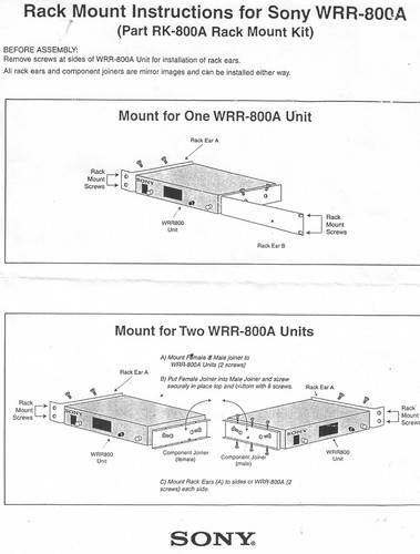 Sony 800a kit montaggio - rk-800a, su