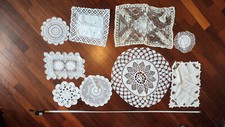 Lotto 25 Pezzi Antichi Pizzi Vari Trina Merletto Uncinetto Centro Centrino