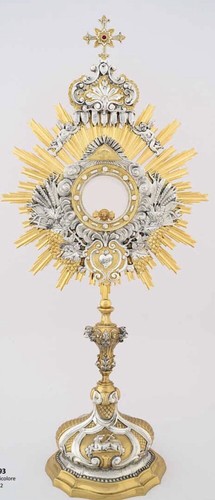 Ostensorio bicolore cesellato - ostensorio,