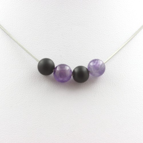 Collana perle ametista onice - +,