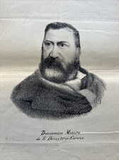 Calabria Ritratto di Domenico Mauro (San Demetrio Corone) Litografia XIX secolo